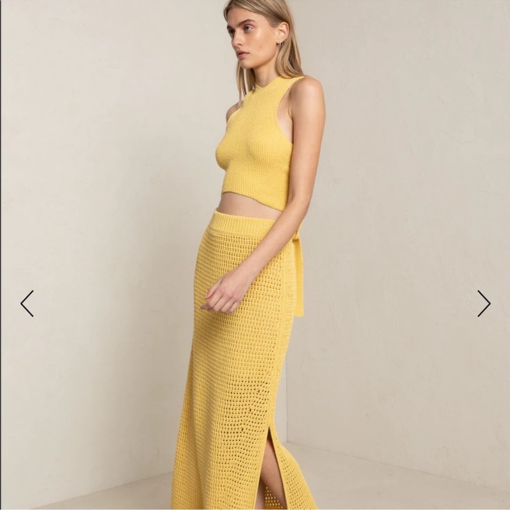 RARE A.L.C. Womens Yellow Knit Caleb Midi Skirt NWT